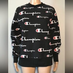 Champion Women's Sweatshirt Size S Reverse Weave Crew Neck Graphic Cotton Blend
